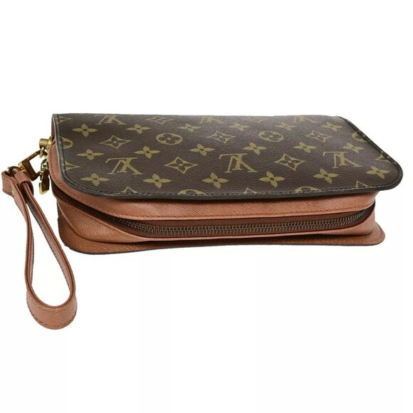 LOUIS VUITTON Orsay Clutch Hand Bag Monogram Leather Brown France - Picture 7 of 8